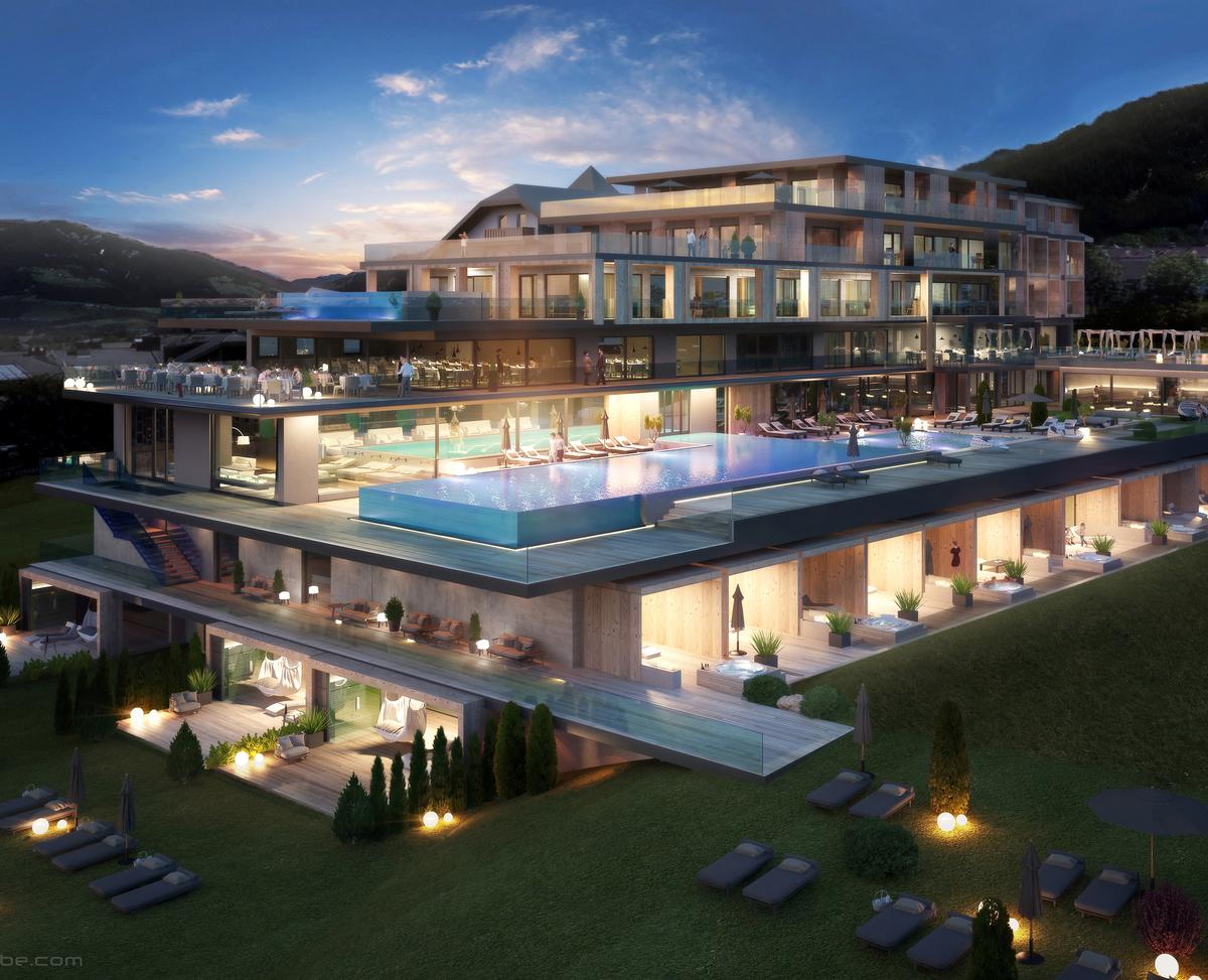 Built with an investment of €3.2m (US$3.4m, £2.7m), the spa is part of a new addition to the hotel that also includes luxury suites and restaurants designed by architect Astrid Steinwandter / 
