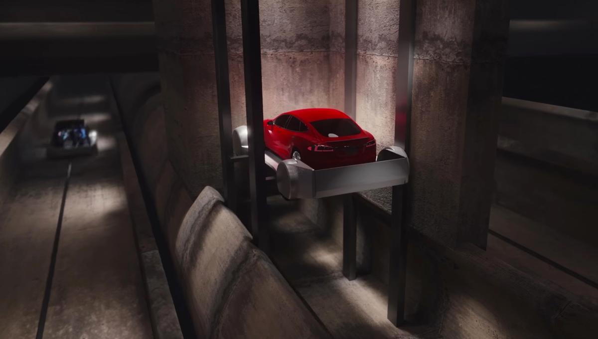 The car would be gradually dropped into the underground tunnel network / The Boring Company