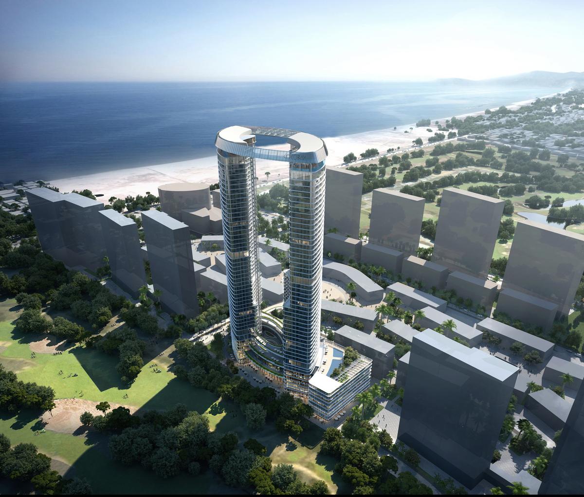 The hotel will be designed as twin towers, adjoined at the top by a 'crystal bridge'