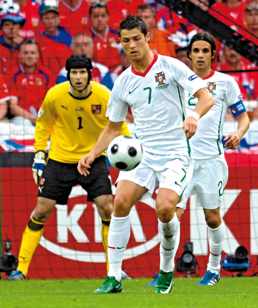Czech Republic versus Portugal (in white) at the Euro 2008 competition in Austria and Switzerland