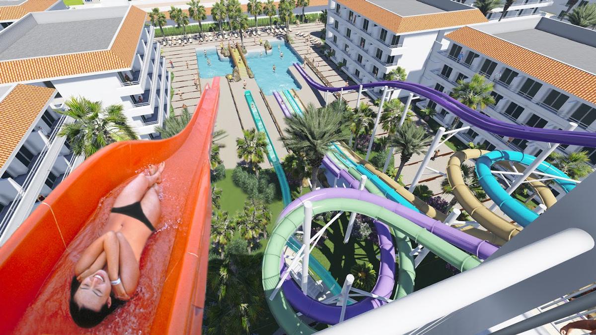 The Twisted waterpark on the island of Majorca, Spain, will include the only Aqualoop slide in Europe / BH Mallorca The Twisted waterpark on the island of Majorca, Spain, will include the only Aqualoop slide in Europe / BH Mallorca