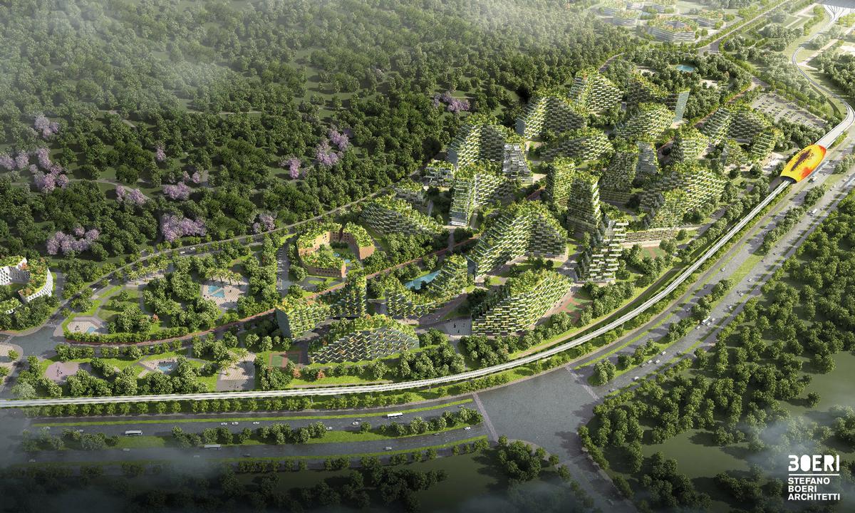 In total, Liuzhou Forest City will host 40,000 trees and almost 1 million plants of over 100 species / Stefano Boeri Architetti 