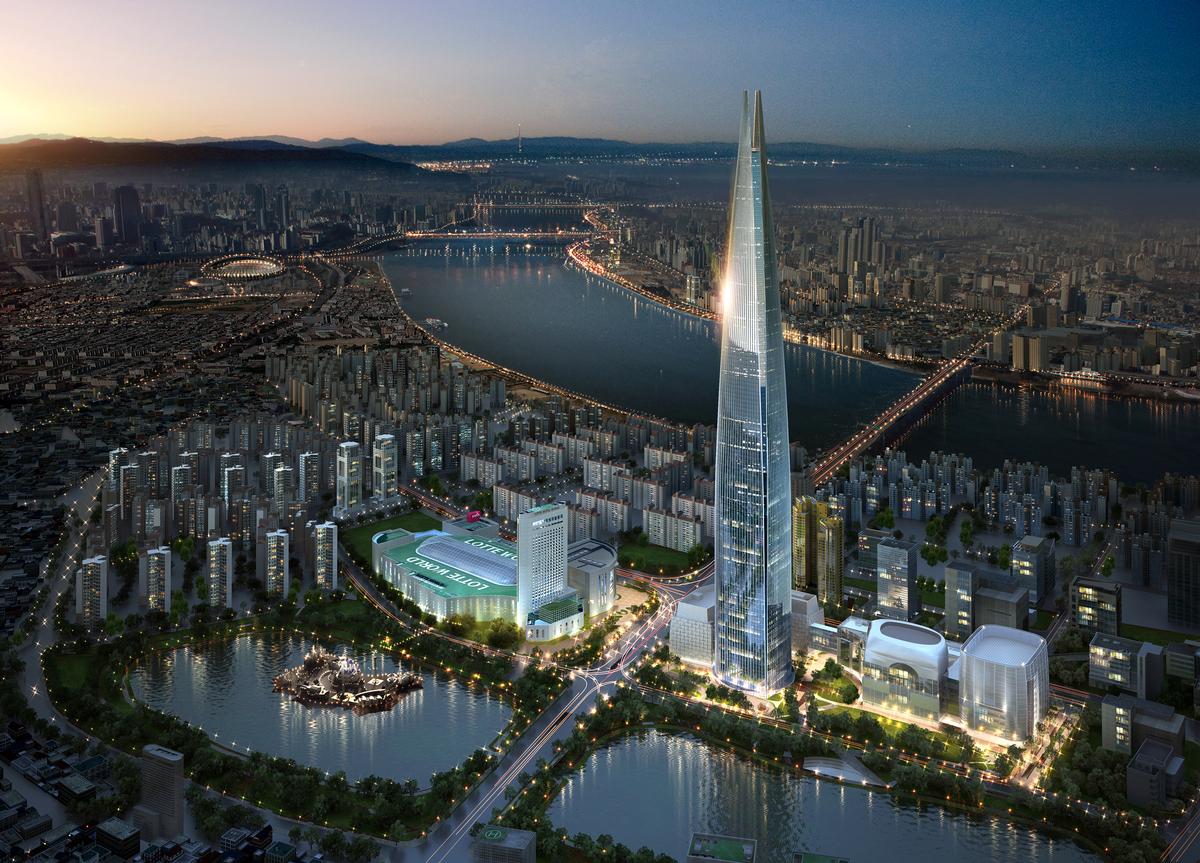 The 123-storey Lotte World Tower in Seoul, South Korea is the 6th tallest building in the world / 