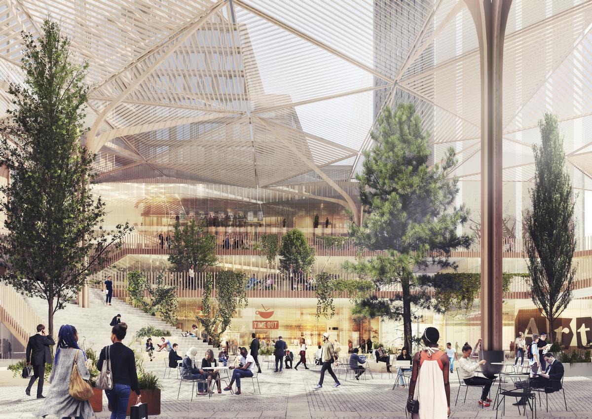 The architects wil introduce 4,400sq m (47,300sq ft) of new 24-hour public plazas and green spaces / Schmidt Hammer Lassen