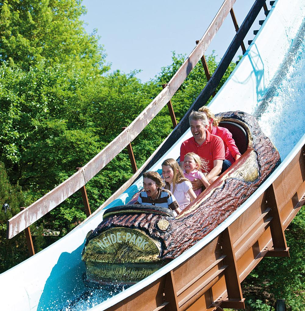 The Wildwasserbahn family water ride at Heide Park Resort in Germany The Wildwasserbahn family water ride at Heide Park Resort in Germany