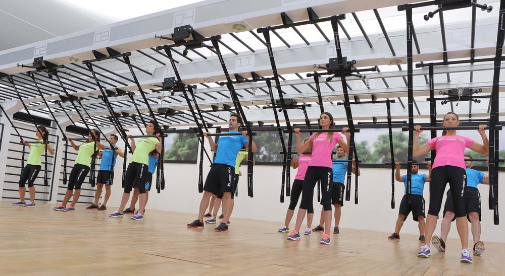 The equipment optimises space using walls and ceilings
