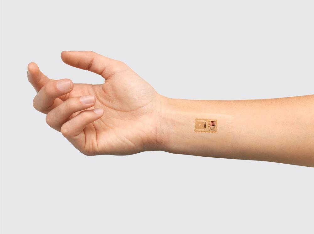 The Biostamp is a stick-on patch that contains a series of sensors