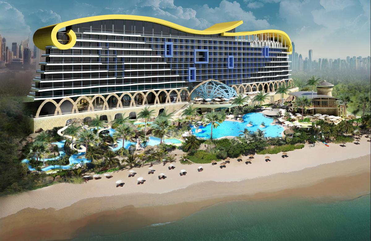 A large beachfront waterpark is included in the plans, as well as multiple restaurants, a kids club, spa, fitness centre and business facilities