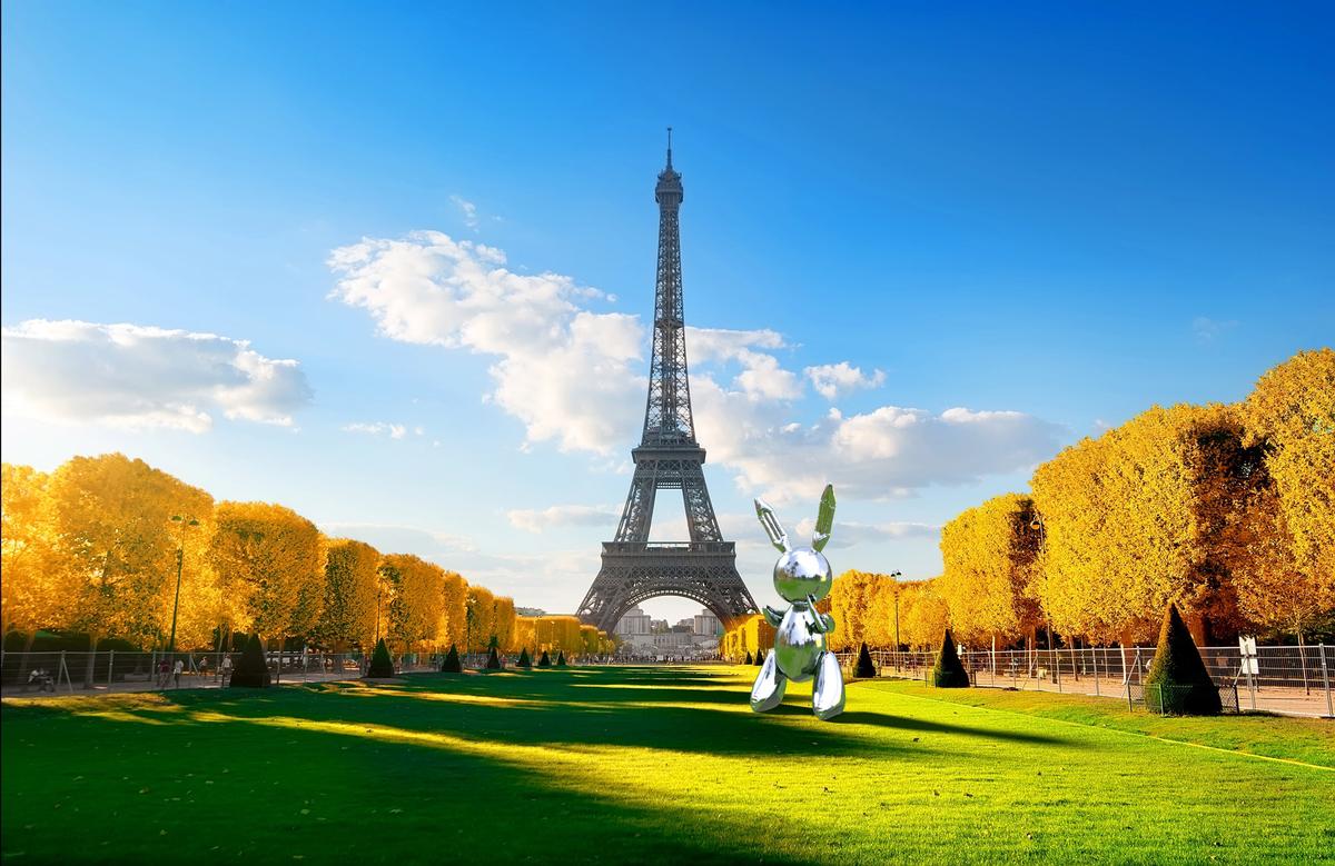 The artist's Balloon Rabbit will appear virtually at the Eiffel Tower / art.snapchat.com The artist's Balloon Rabbit will appear virtually at the Eiffel Tower / art.snapchat.com