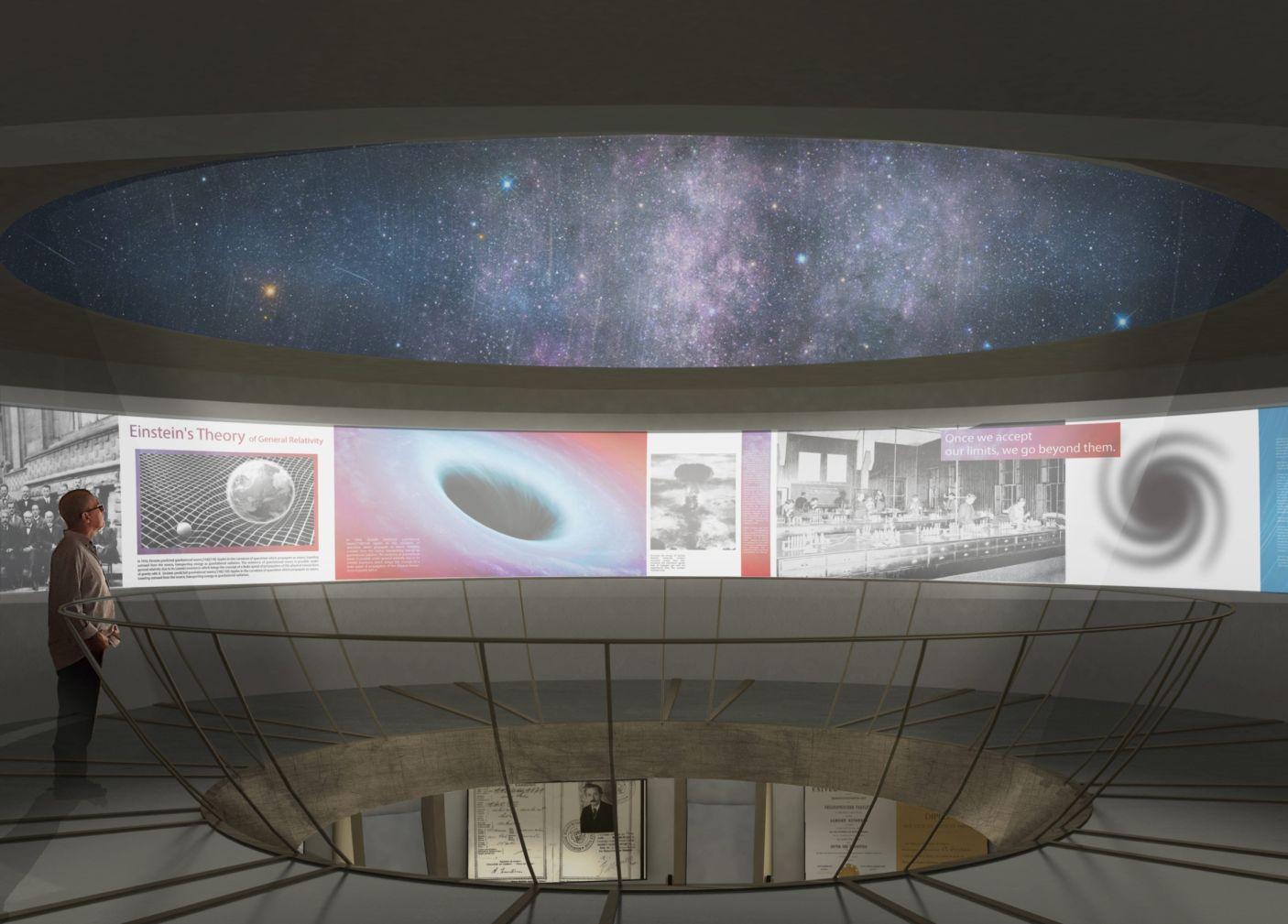 The planetarium’s upper dome will be used to display Einstein's studies / Arad Simon Architects