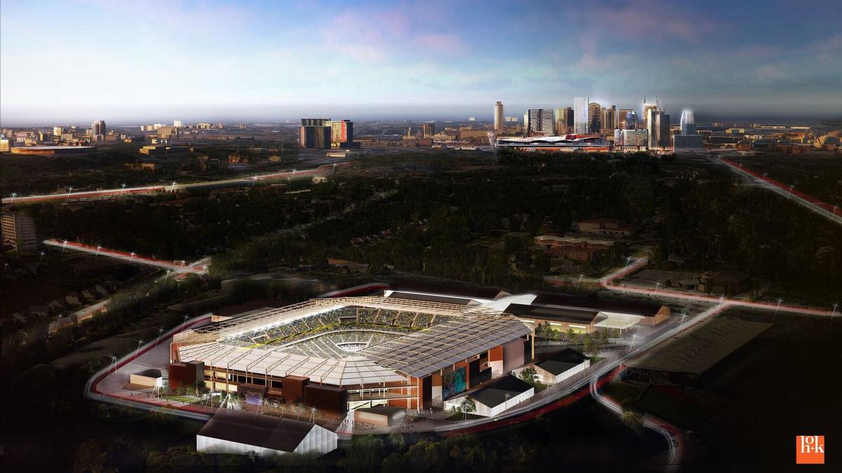 The new stadium design will play a key part in Nashville's bid for expansion into the MLS / HOK The new stadium design will play a key part in Nashville's bid for expansion into the MLS / HOK