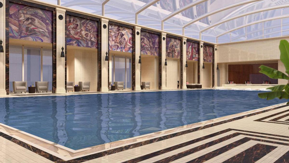 The hotel will feature a glass-roofed lap pool in the 180-bedroom hotel’s central courtyard as well as an adjacent whirlpool and café / Four Seasons
