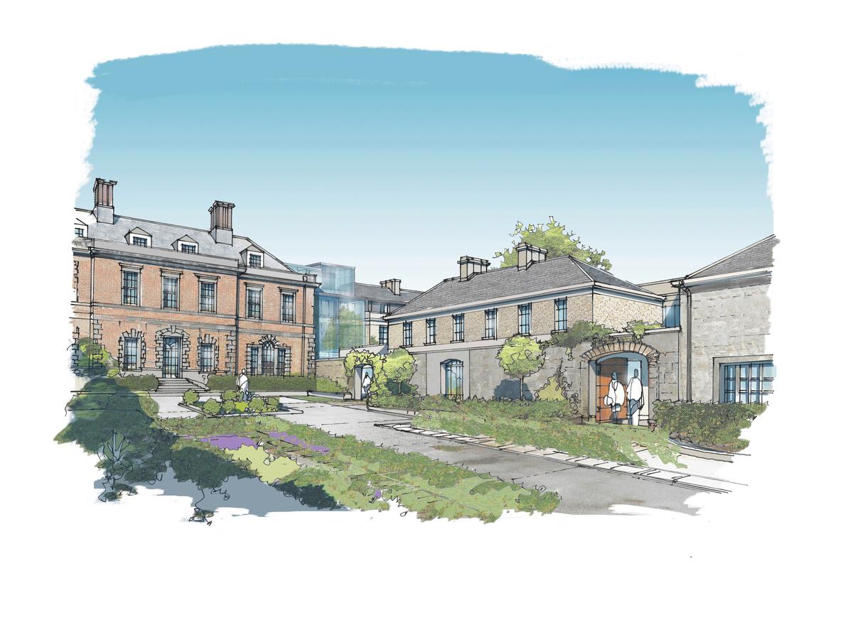 The new cloister of bedrooms wings will echo the fabric of the town and a new guestroom extension to the original building will be styled as in the 18th century vernacular / ReardonSmith