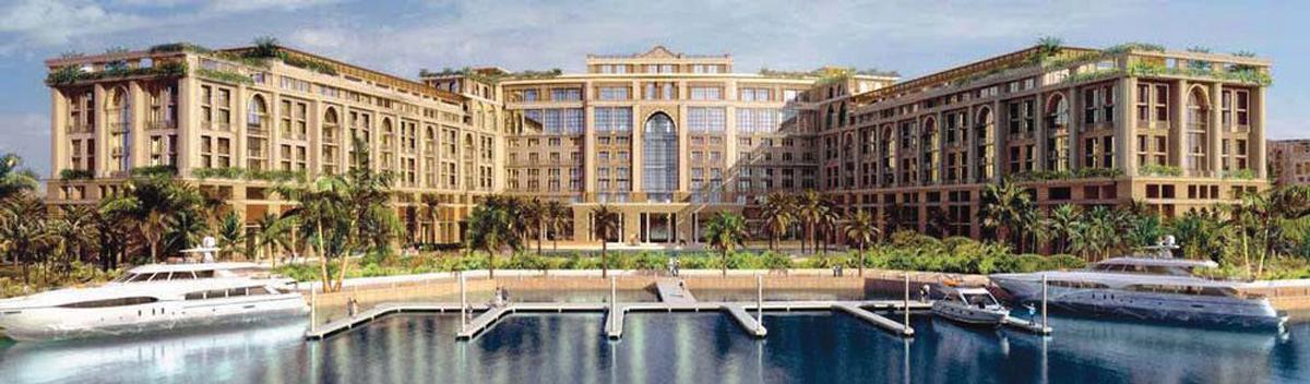 The resort includes a Versace boutique, in addition to a lagoon pool, sandy beach, pool bar and marina-edge promenade / Palazzo Versace