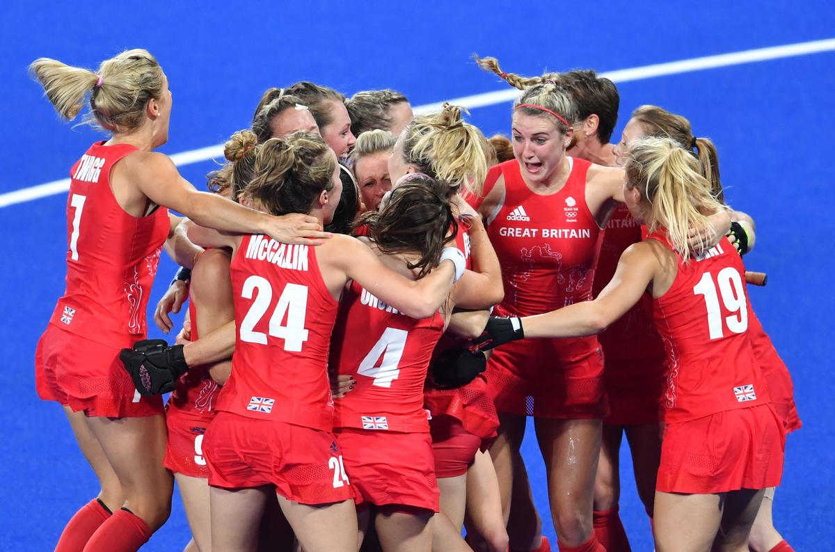 Team GB celebrate after winning a dramatic shoot-out with the Netherlands in the women's field hockey gold medal match at Rio 2016 / Felix Kästle/DPA/PA Images Team GB celebrate after winning a dramatic shoot-out with the Netherlands in the women's field hockey gold medal match at Rio 2016 / Felix Kästle/DPA/PA Images