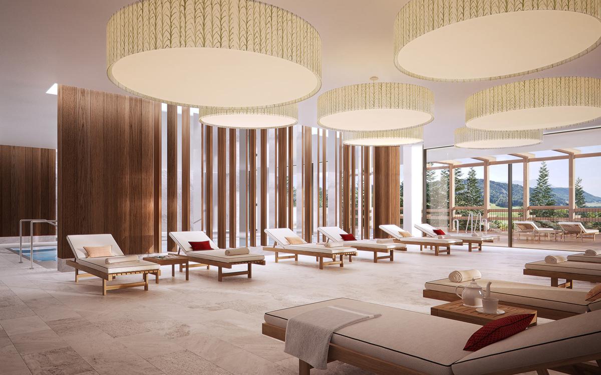 The Waldhotel Spa features an indoor pool, as well as an outdoor pool with views of the Alps