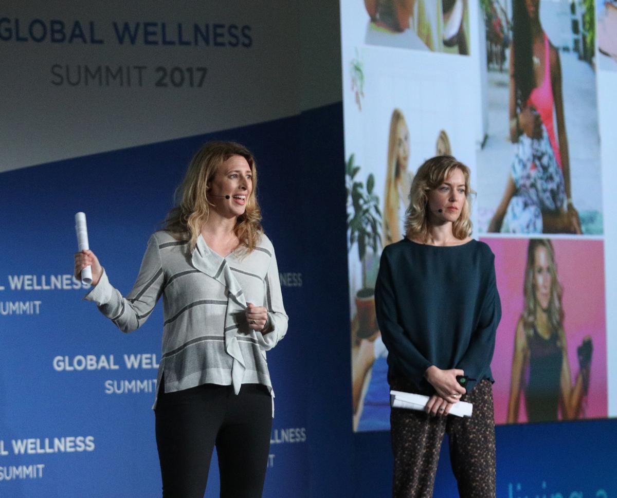 Gelula (left) and Brue present their research on millennial wellness travellers at the Global Wellness Summit in October / Global Wellness Summit