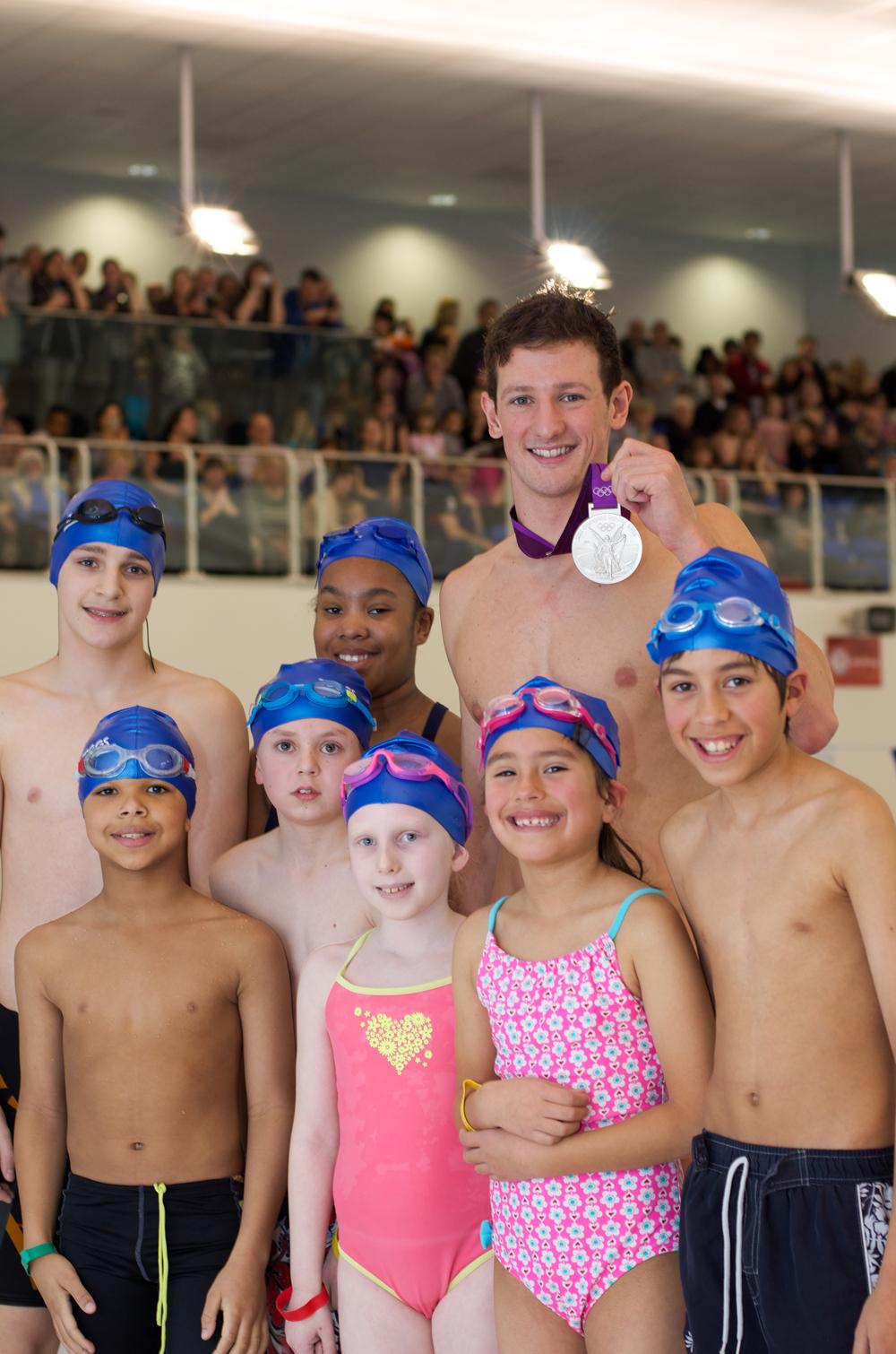 London 2012 breaststroke silver medallist Michael Jamieson visiting Westcroft Leisure Centre in Surrey, operated by Everyone Active