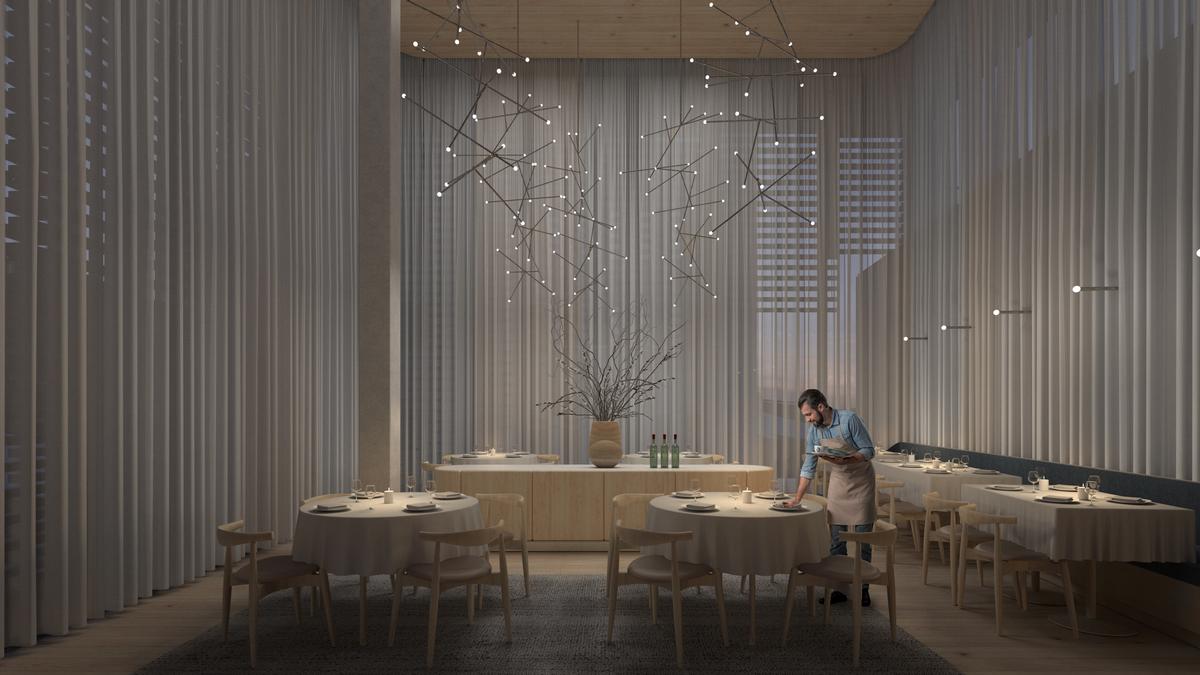 Two restaurants will feature in the planned hotel / Bjarke Ingels Group