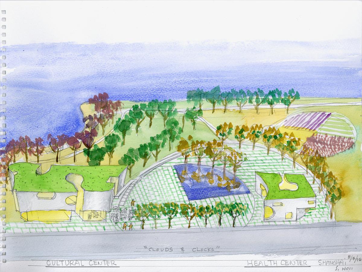 Shanghai Cofco Cultural & Health Center watercolour Shanghai Cofco Cultural & Health Center watercolour