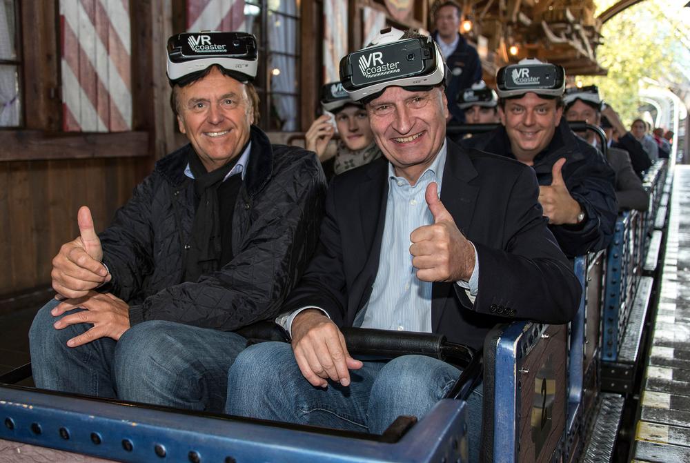 Europa Park’s managing partner Roland Mack prepares to experience the ride