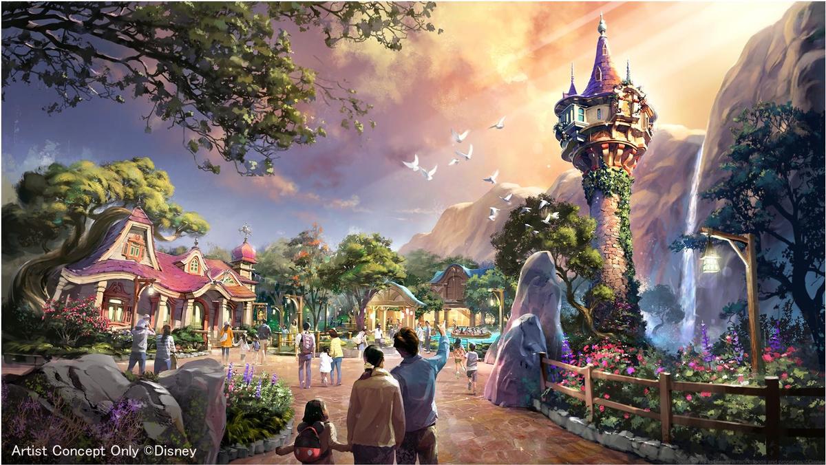 Rapunzel's tower will be the iconic attraction for the Tangled land