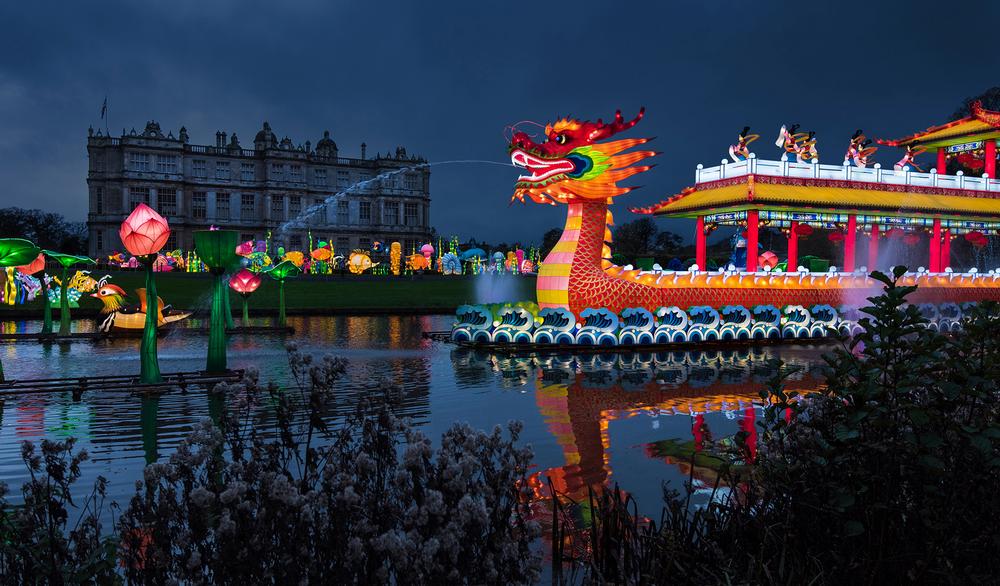 One extraordinary artwork at the Festival of Light is a 50-metre-long floating dragon One extraordinary artwork at the Festival of Light is a 50-metre-long floating dragon