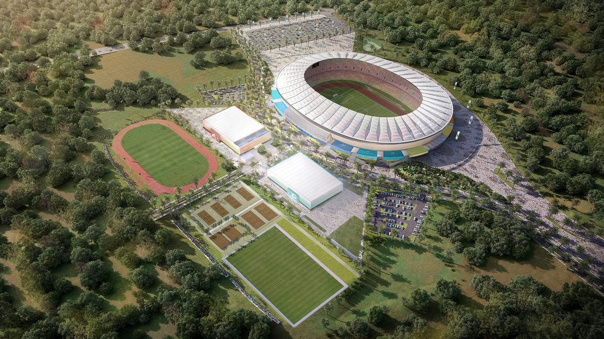 The Japoma Sports Complex will also be home to a sports hall, an Olympic sized swimming pool, training fields for football and athletics, a clubhouse, restaurants and a landscaped area