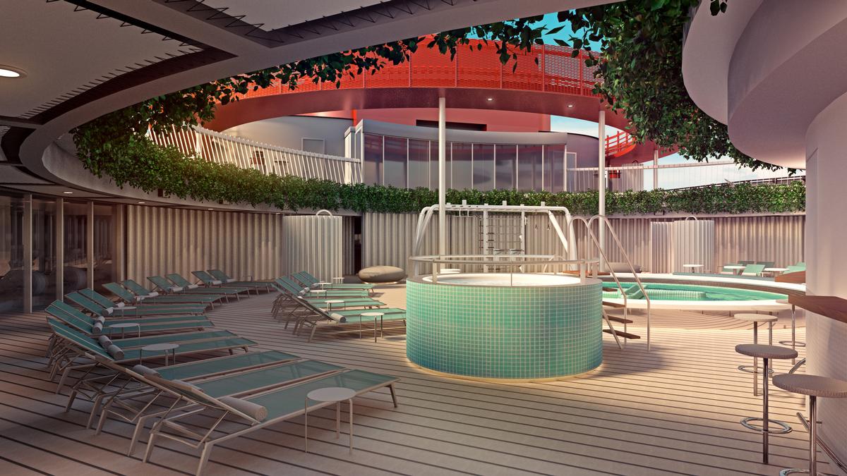 The ship will also be home to a wellness pool and juice bar