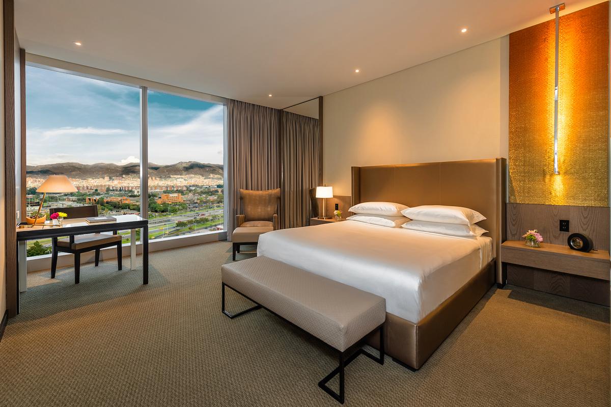 The 372-bedroom Grand Hyatt Bogota is located in the heart of Ciudad Empresarial Sarmiento / 