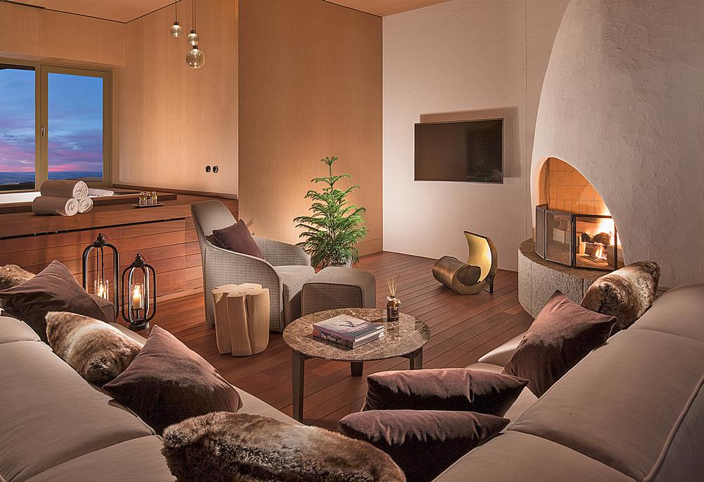 Private spa rooms with fireplaces can be rented for groups