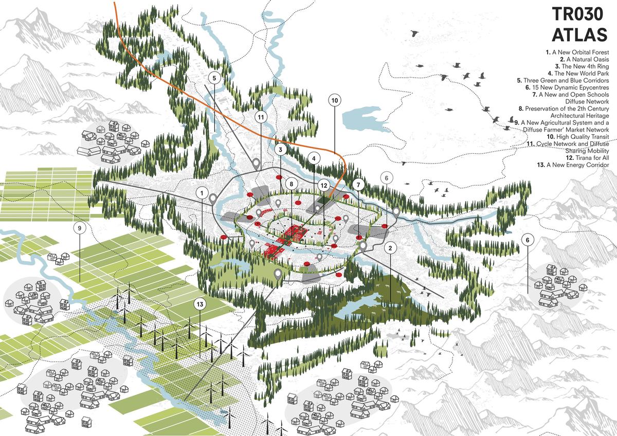 Development plan for Tirana's 2030 regeneration / courtesy of Stefano Boeri Architetti