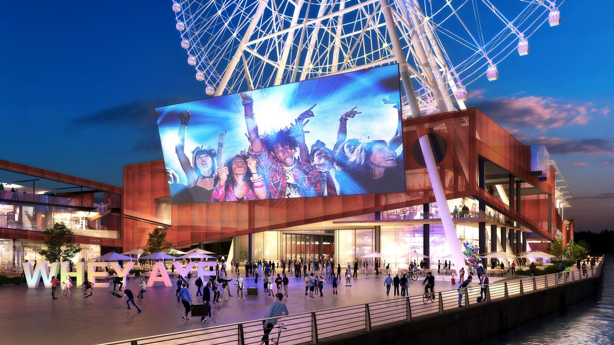 There will also be an 837sq yd (700sq m) LED digital screen on the facade of the visitor centre, at the base of the Whey Aye There will also be an 837sq yd (700sq m) LED digital screen on the facade of the visitor centre, at the base of the Whey Aye