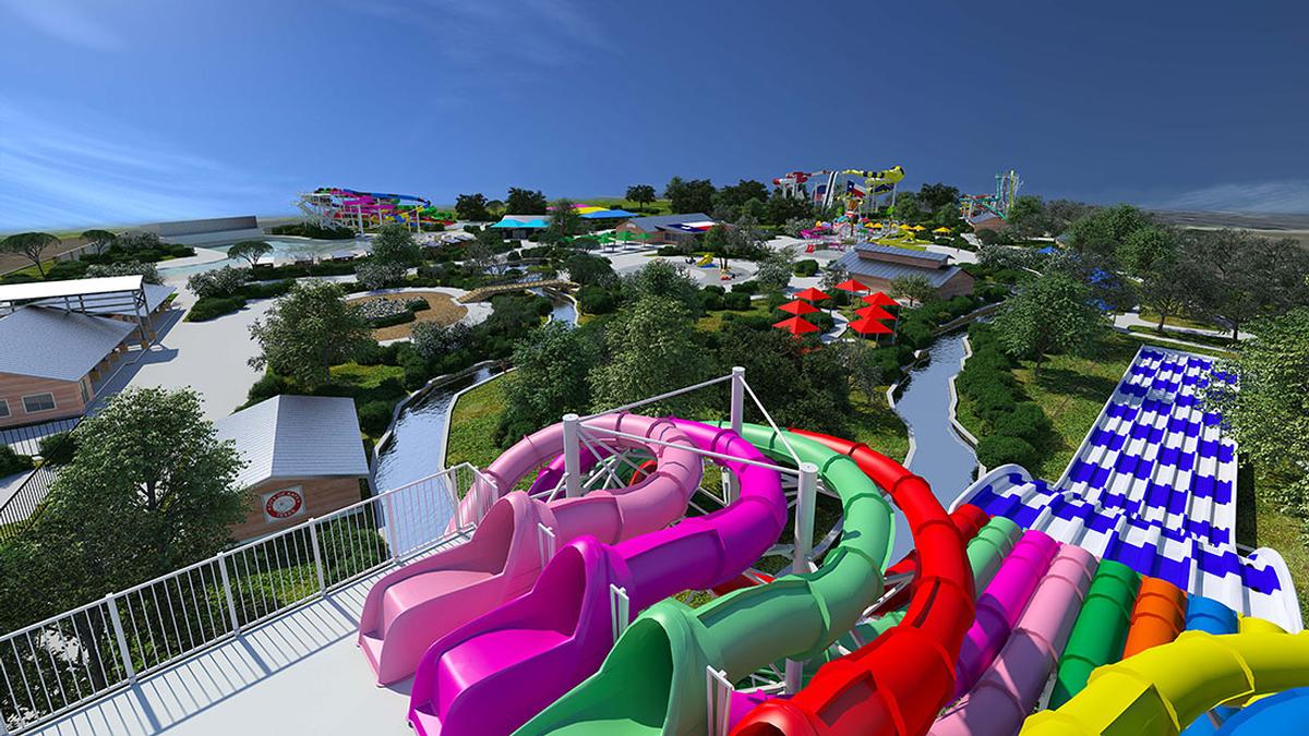 A rendering gives a bird's-eye view of the upcoming Typhoon Texas waterpark in Katy, Texas / Typhoon Texas A rendering gives a bird's-eye view of the upcoming Typhoon Texas waterpark in Katy, Texas / Typhoon Texas