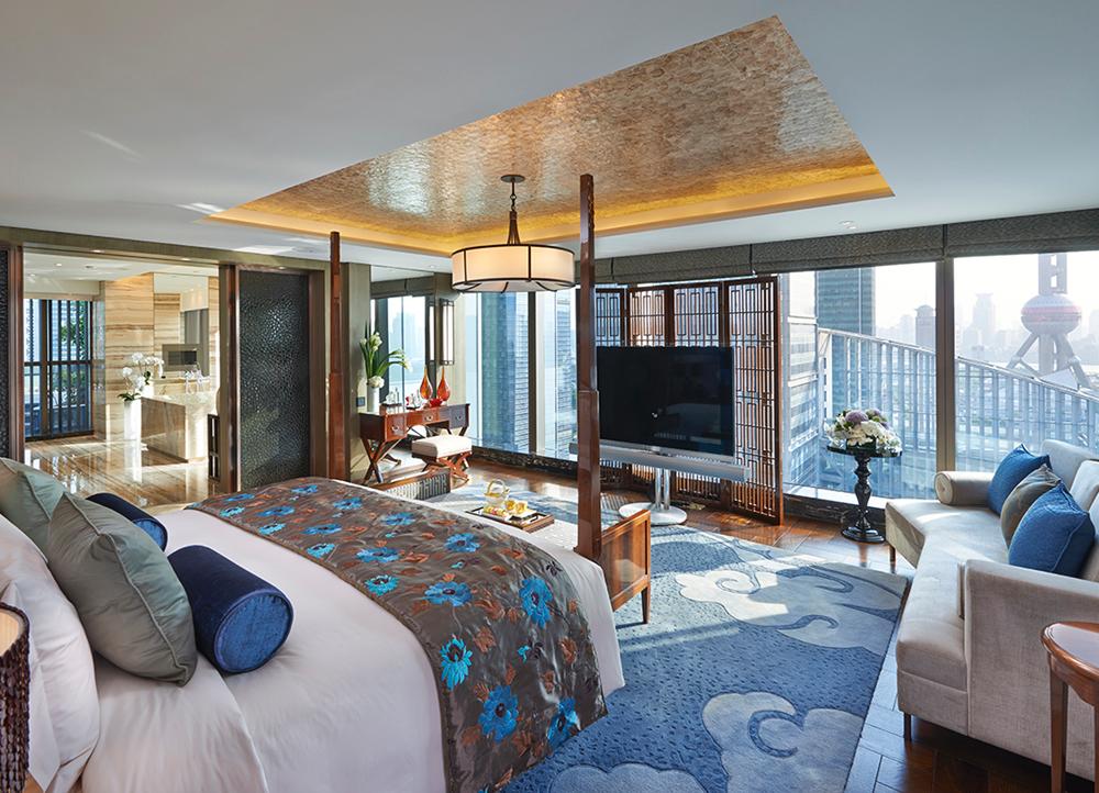 The presidential suites include views of the Shanghai skyline / 