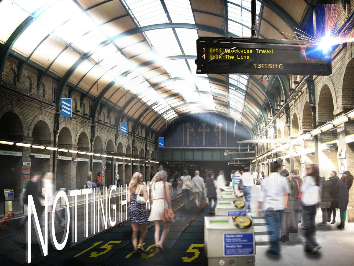 The designers claim the walkways would provide a quicker alternative to the current Tube trains, which must stop regularly at stations / NBBJ