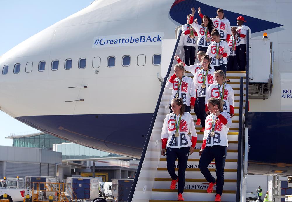 GB’s women’s hockey team return from Rio 2016 with their gold medals / steve parsons / press association