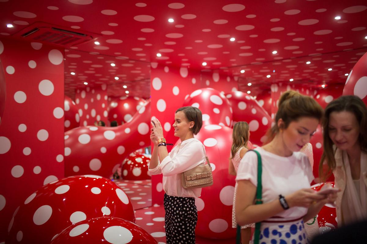 There are two levels of exhibition galleries, including this installation by Yayoi Kusama / Garage Museum of Contemporary Art