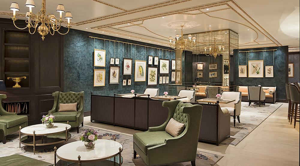 A social area has a restaurant and semi-private dining area