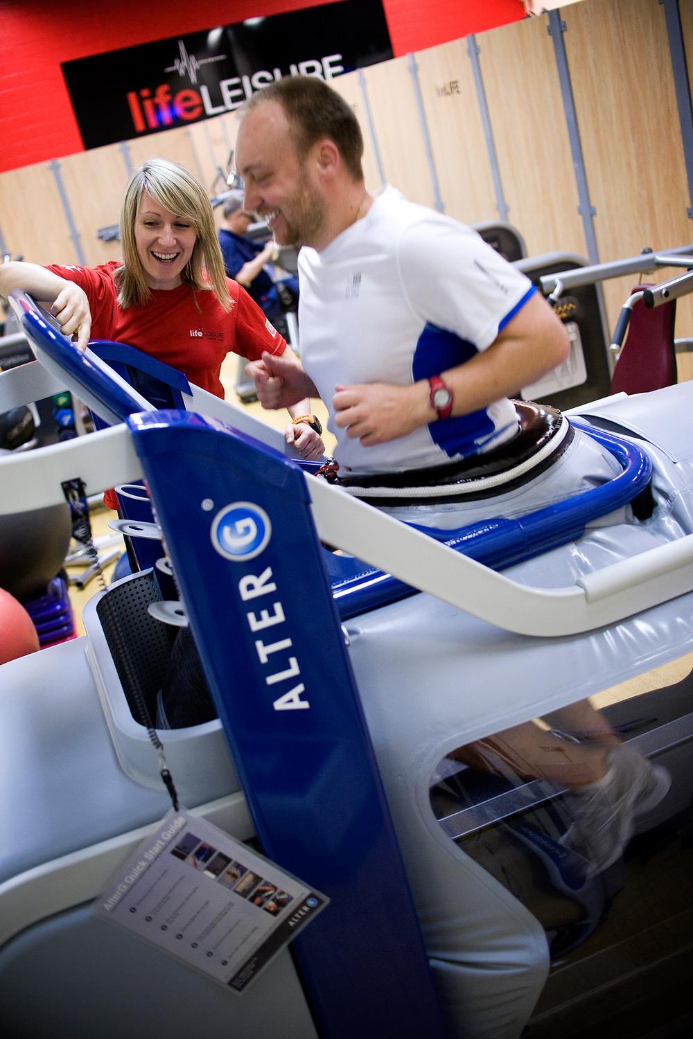 The AlterG anti-gravity treadmill enables larger people to exercise 
more comfortably