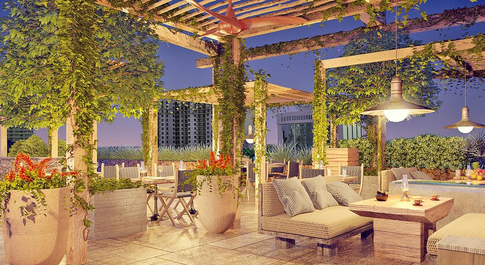 The terrace at EAST, Miami, which opened in May 2016