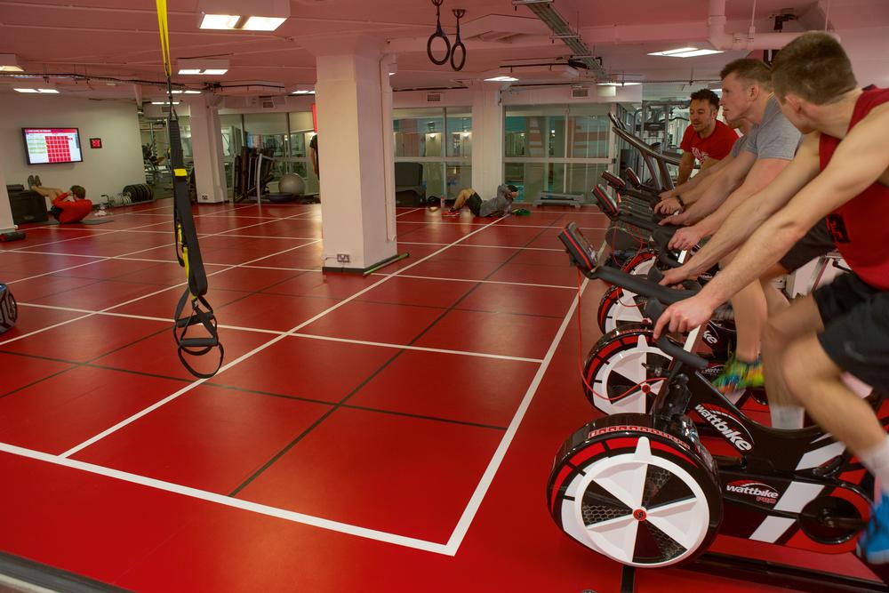 Taraflex® vinyl sports flooring is available in a range of 17 colours to suit a health club's branding
