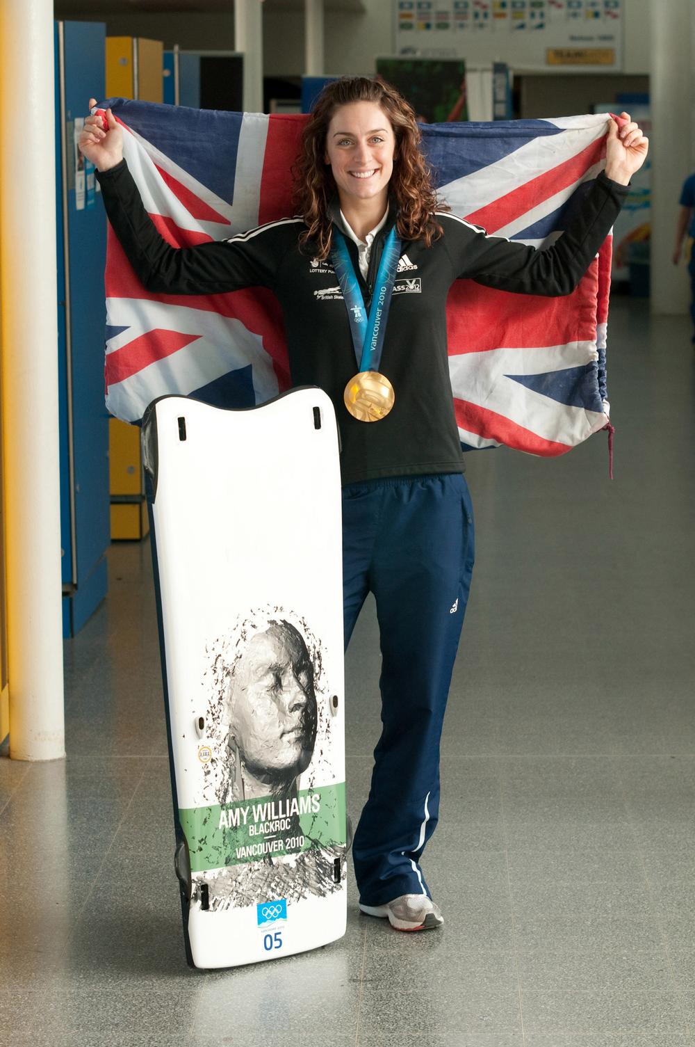 Amy Williams with ‘Arthur the sled’ – a gold medal winning team at Vancouver 2010