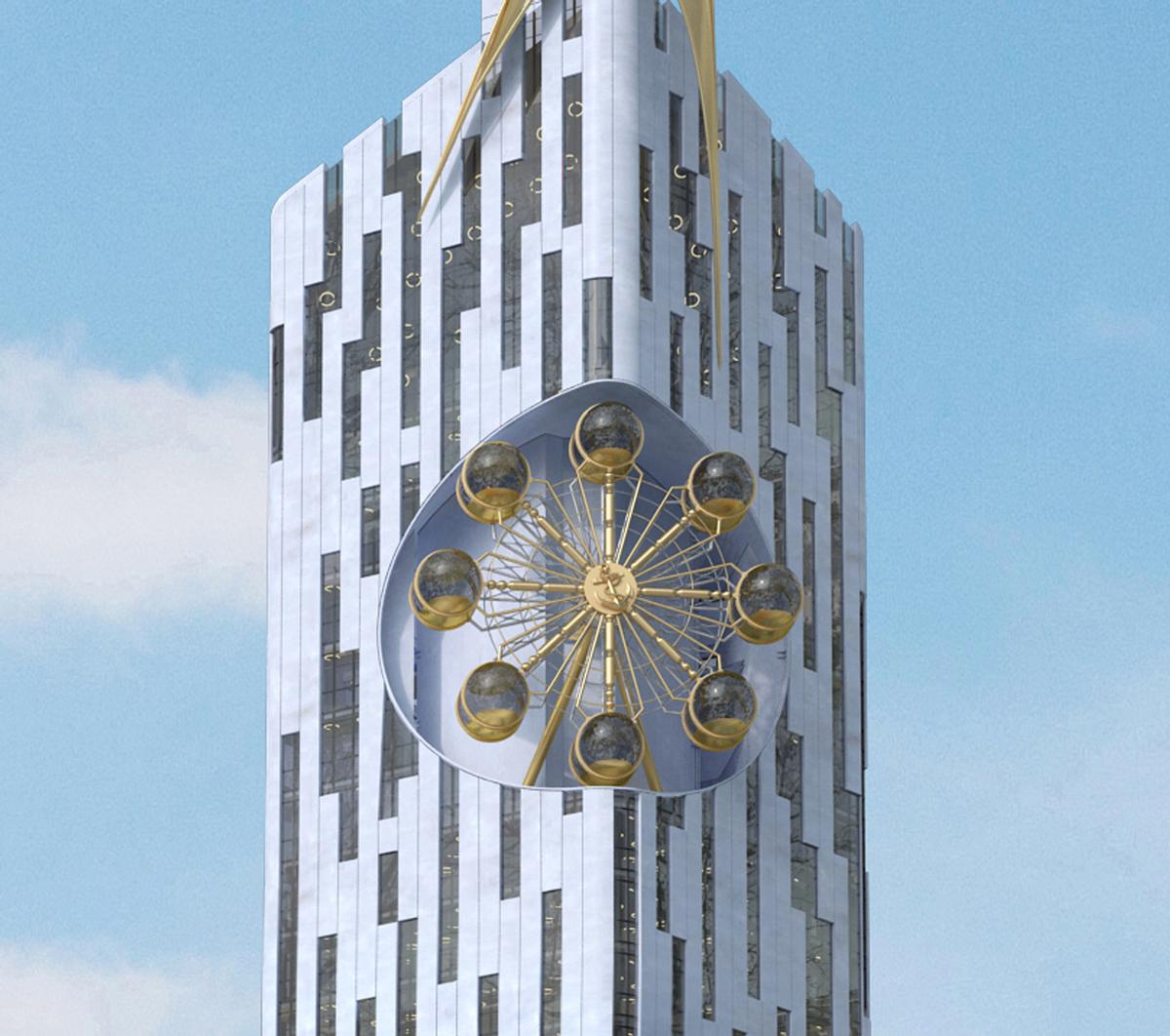 The Batumi Tower will feature an integrated Ferris wheel on the 27th floor / Le Meridien