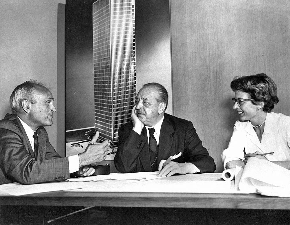 Architects Phillip Johnson and Mies van der Rohe (centre) plan the Four Seasons’ opening in 1958 / PHOTO: Timothy Schenck Architects Phillip Johnson and Mies van der Rohe (centre) plan the Four Seasons’ opening in 1958 / PHOTO: Timothy Schenck