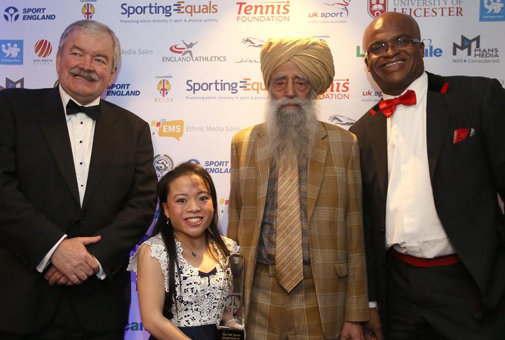 Rod Carr (left) with para-badminton player Rachel Choong