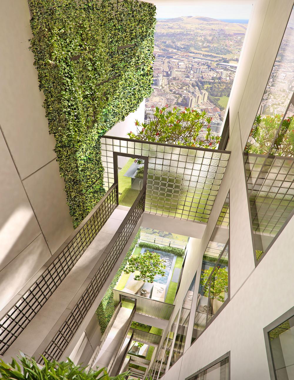 New Cuffe Parade in Mumbai, India, is built around expansive green space and courtyards, designed 
by landscape firm Sitetectonix