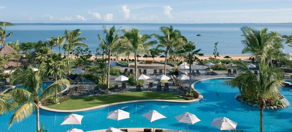The resort features 296 bedrooms, including 10 suites and a sprawling 1,000sq m (10,764sq ft) lagoon-style pool / Sofitel Fiji Resort and Spa
