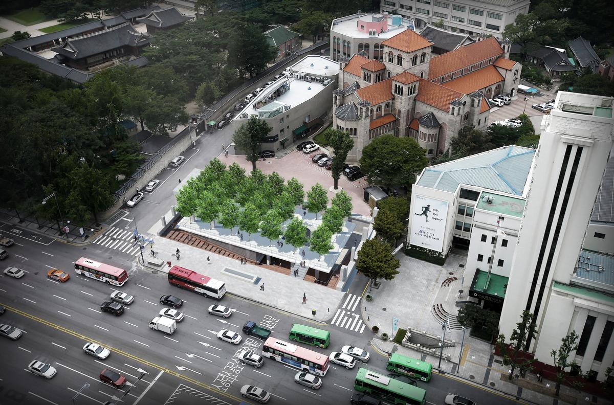 The studio entered a competition to design a new public and cultural space in one of Seoul’s most historic streets / Studio MMK