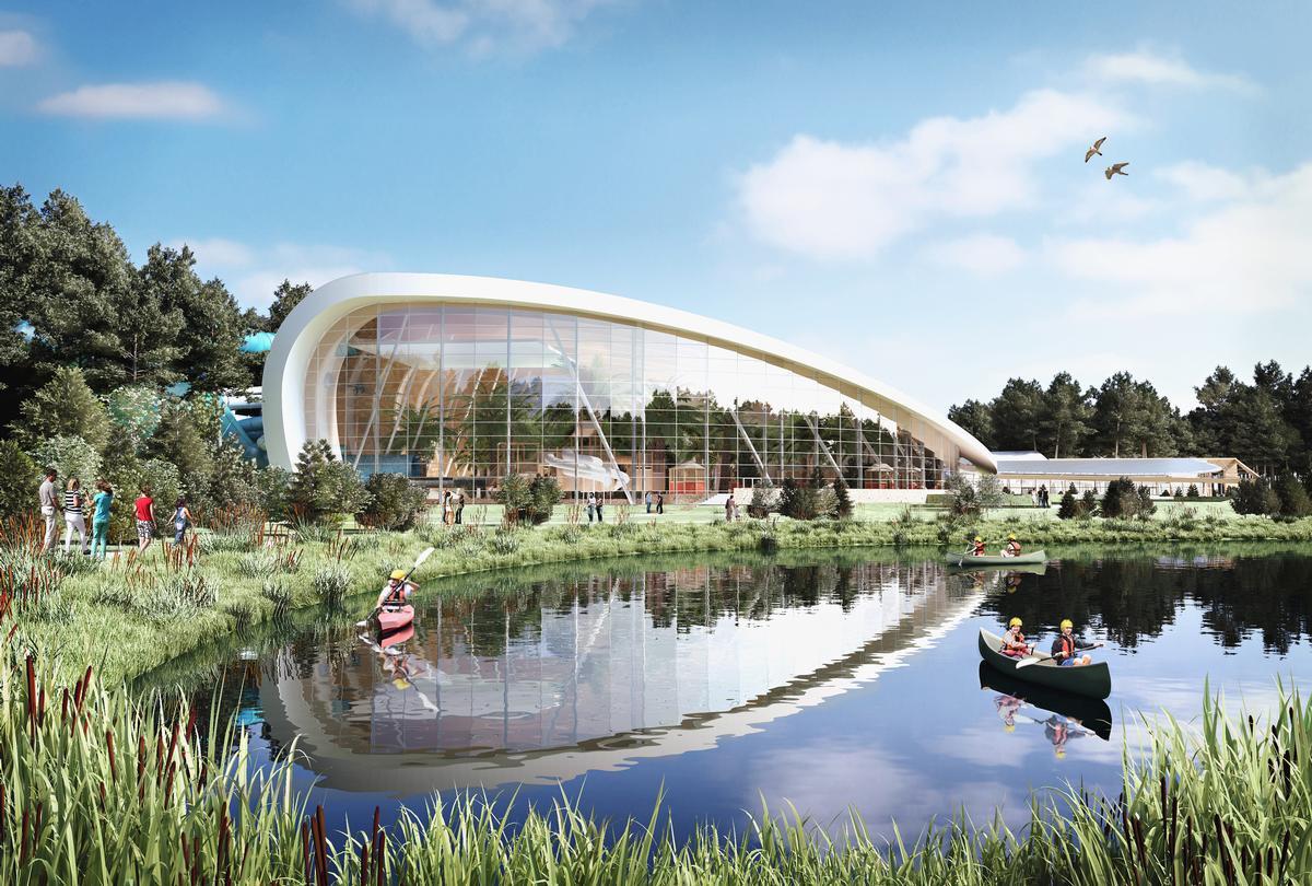 The resort will include Subtropical Swimming Paradise with water rides and a nearby lake / Center Parcs